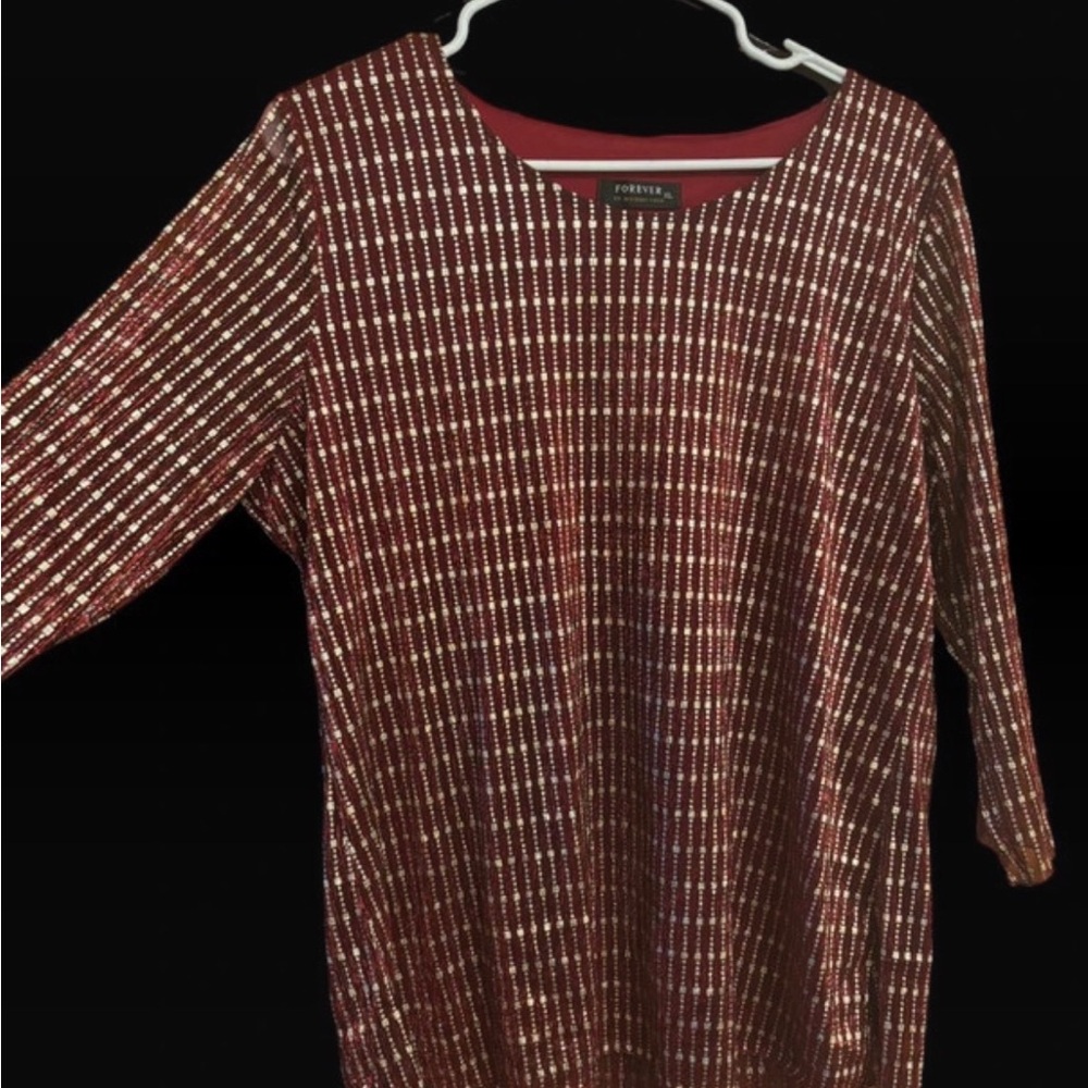 Red and Gold Patterned Blouse